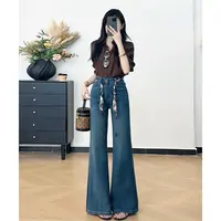 乔栈复古设计感气质喇叭牛仔裤女秋季新款高腰遮肉显瘦不贴腿微喇
