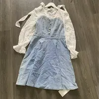 A夏季时尚拼接假两件牛仔显瘦连衣裙9053#
