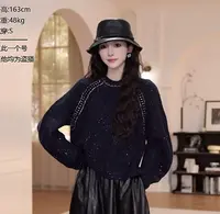 【YANYAN】早秋新款圆领烫钻插肩袖毛衣长袖YY-8889