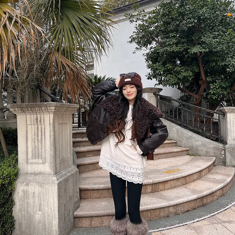 LA.Sheila“双子星”卷毛领皮衣羽绒服254-YRF/1125-8132