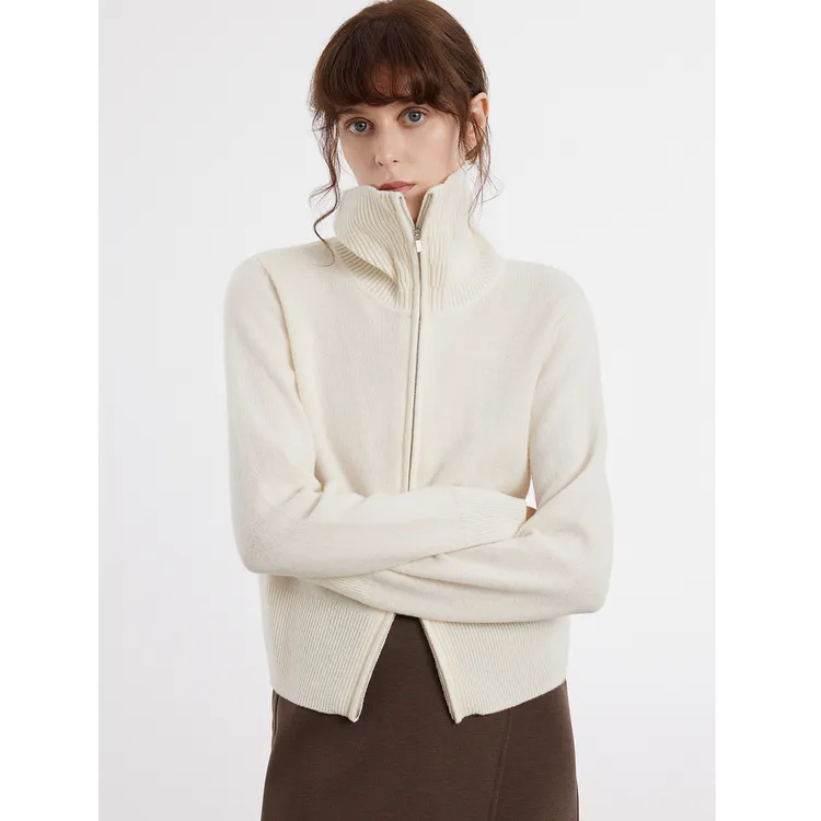 法式设计感双拉链毛衣开衫女2025冬季新款宽松加厚短款针织衫外套