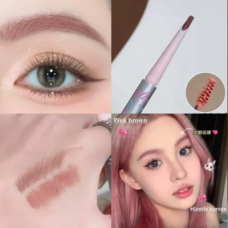 粉棕色双头染眉膏眉笔二合一防水持久不脱色打造野生眉学生眉笔  