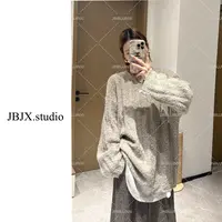 JBJX【松绒香芋 糯叽叽竖坑条毛衣】秋冬套头圆领宽松时尚针织