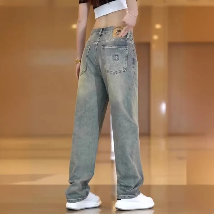 潮牌美式牛仔裤爆款2025新款复古宽松直筒秋冬男裤阔腿长裤子男款