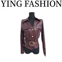 【YING FASHION】莹老板-时尚气质百搭腰带皮外套 8020931 789