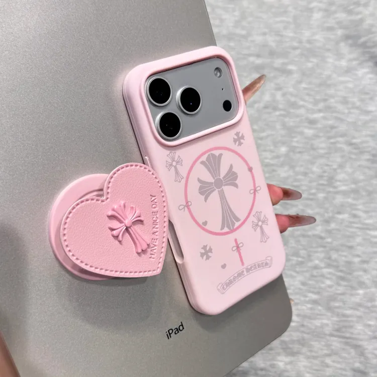 少女硅胶粉色克罗心磁吸支架适用iPhone17promax苹果17pro手机壳