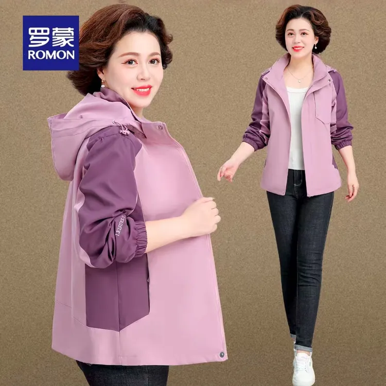 罗蒙贵夫人女装上衣2025新款中年妈妈秋装外套休闲冲锋衣夹克大码
