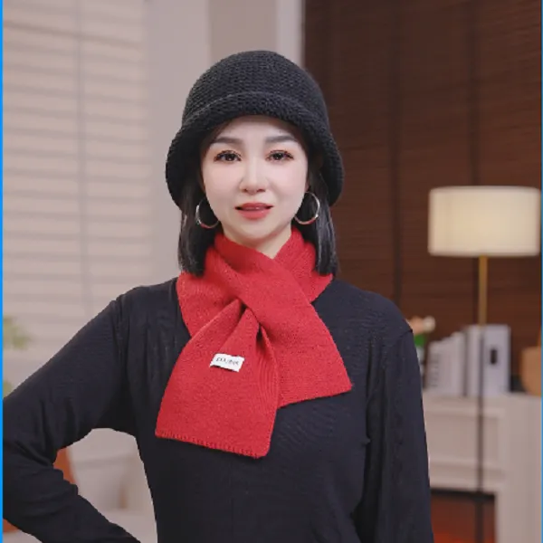 2025秋季新款百搭时尚针织羊毛短款围领纯色围巾