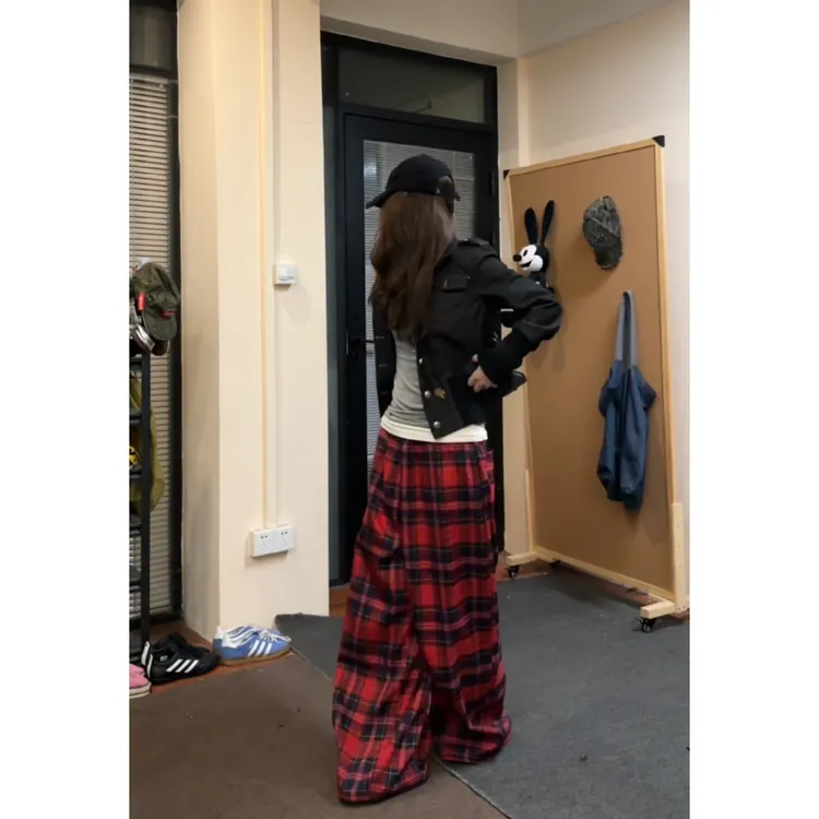 parkyeon韩系时髦气质设计感潮流夹克外套打底衫格纹休闲裤套装