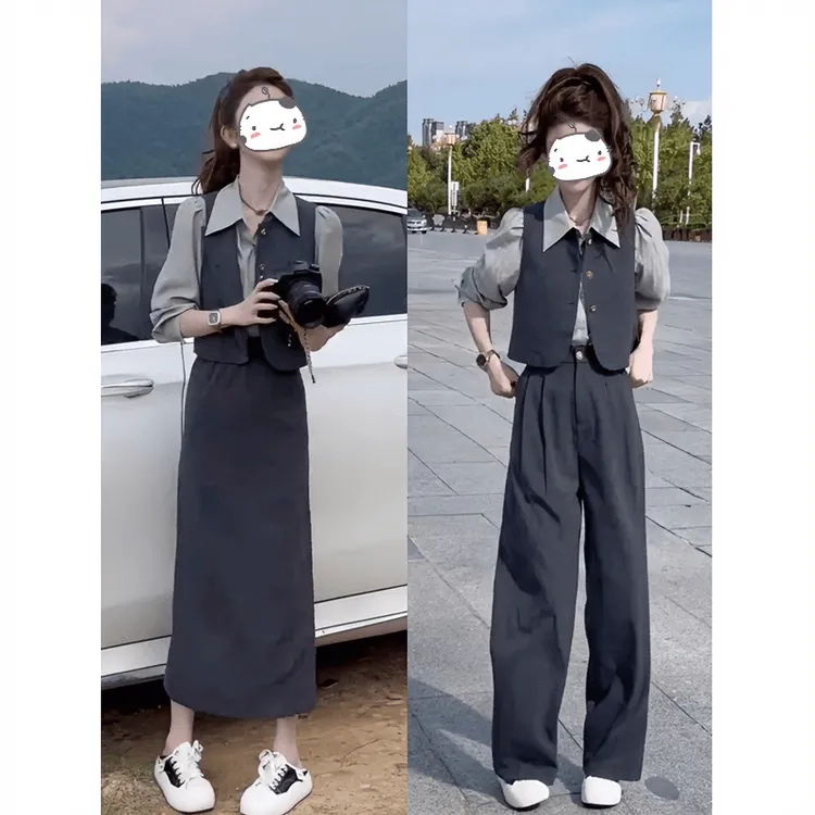 2025年新款法式纯欲减龄轻熟风时尚套装女款职业服显瘦三件套