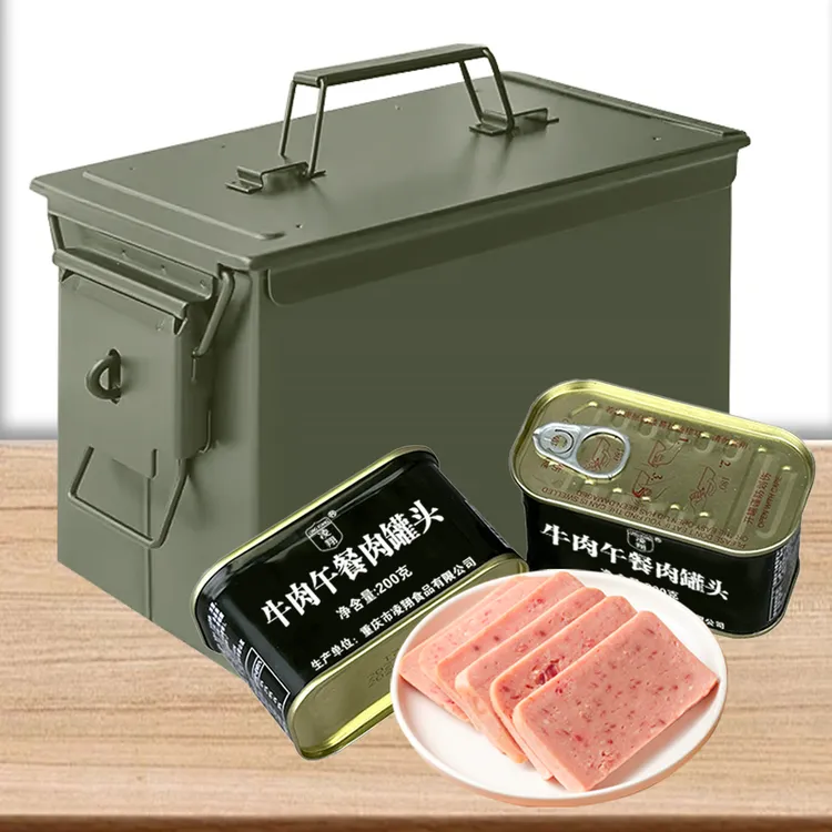 牛肉午餐肉罐头200g*2罐送三防桶家庭应急储备食品