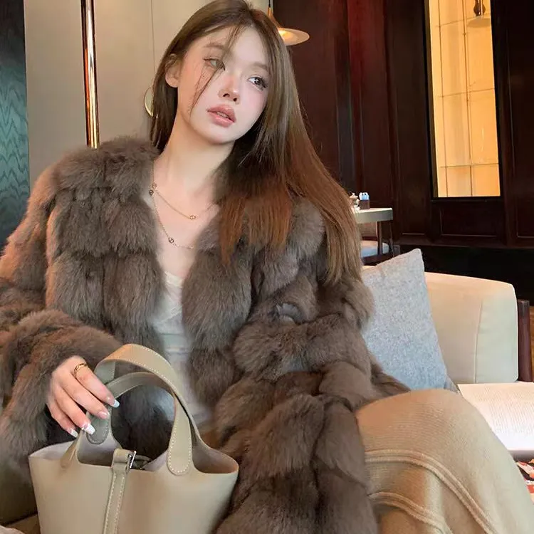 2025新款进口芬兰狐狸毛皮草外套保暖真毛毛大衣