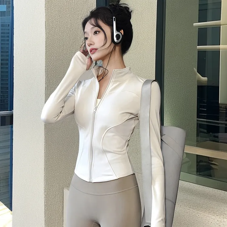 2025新款网红时尚修身女款春秋夏季短款薄款运动风格瑜伽lulu外套