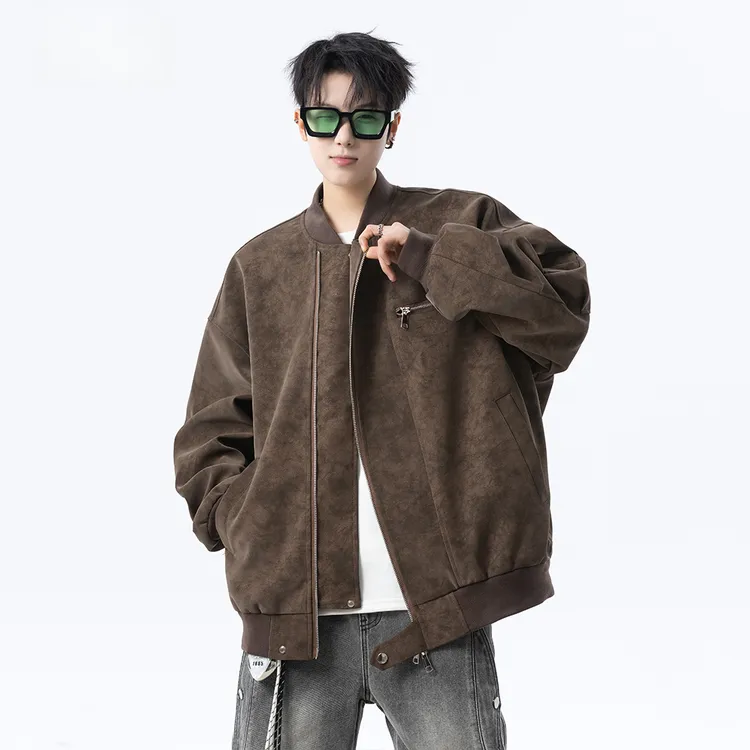 美式vintage棒球服男秋季潮牌痞帅拉链工装夹克高街宽松短款外套
