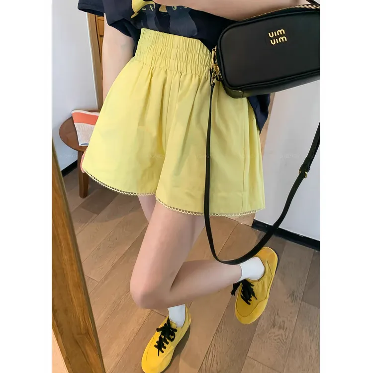 Nalian/拿恋豆子优选-高腰显瘦松紧腰蕾丝花边短裤女  DZ98168