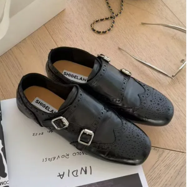 诗歌兰2025新款女鞋欧货英伦风时尚乐福鞋