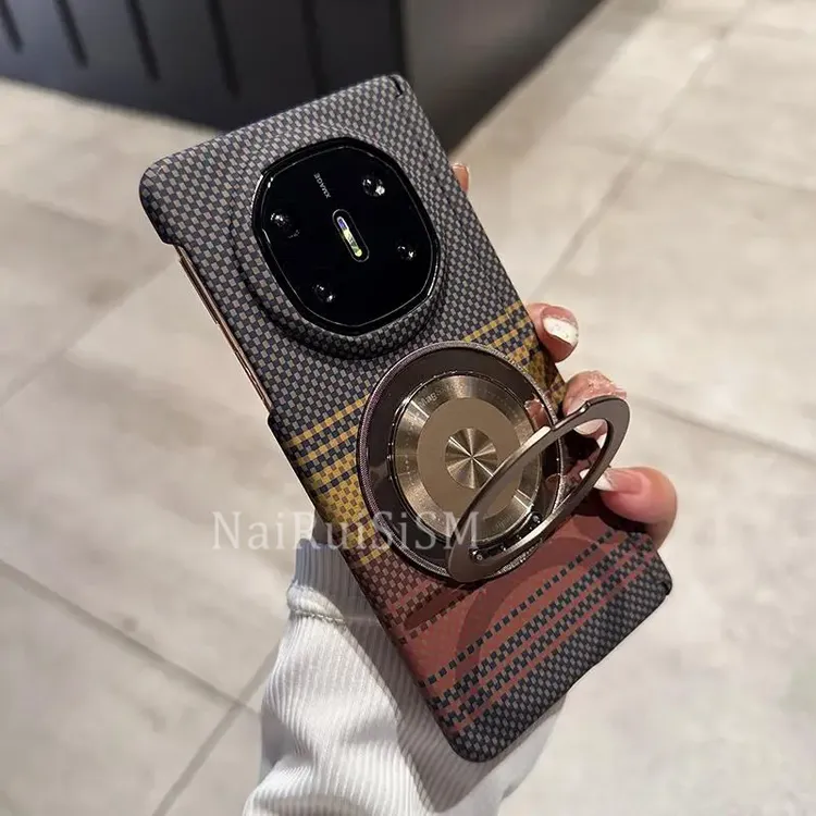 日落碳纤维纹理旋转支架适用华为matex6手机壳折叠屏x6典藏版x5硬