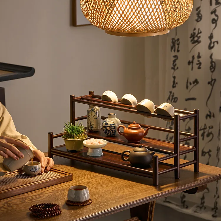 茶具置物架茶杯架茶叶收纳桌面小型台式博古架中式茶架摆件展示架