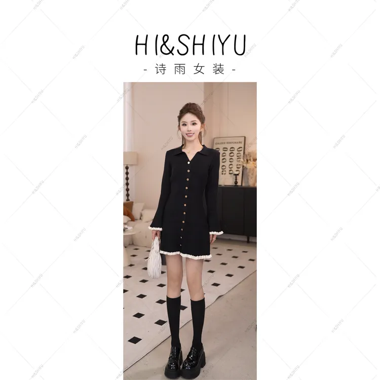 HISHIYU【迷人曲线】2025新款法式针织连衣裙显瘦气质