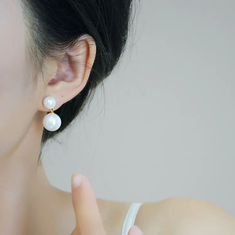  长款显脸瘦大小珠珠温柔耳坠女耳钉高级感耳环新款