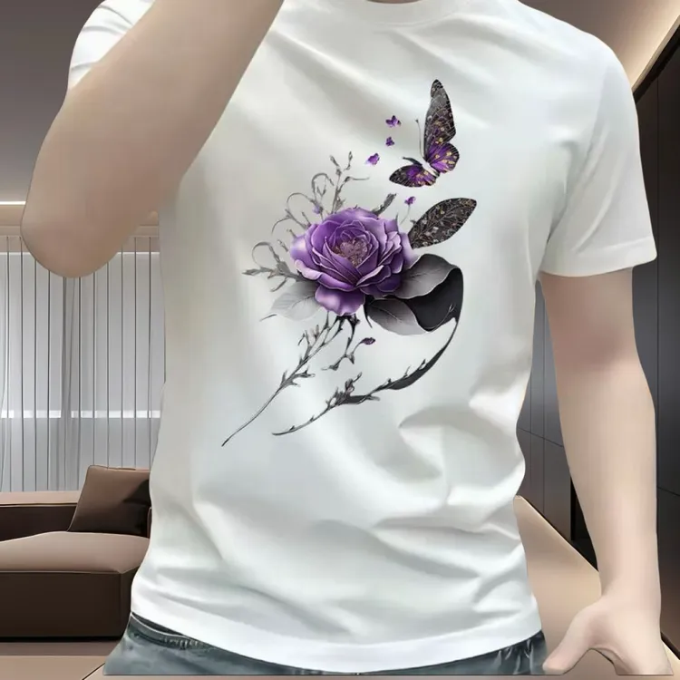 2025新款百搭潮牌T恤男重磅短袖高街设计感修身痞帅半袖上衣体恤