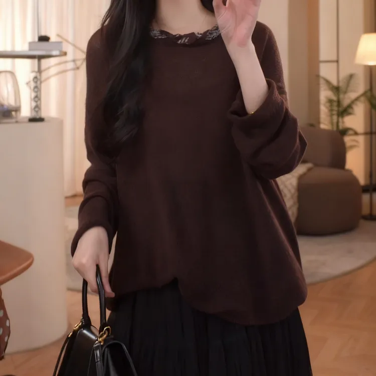 秋日私语 设计师质感显瘦休闲温柔时尚气质百搭毛针织衫C6397