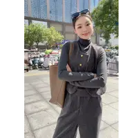 时尚套装女2025秋季新款时髦洋气半高领打底衫马甲阔腿裤三件套潮