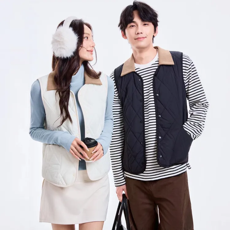 茉澜秋冬男女同款保暖可拆卸衣领绵羊毛马甲坎肩马甲
