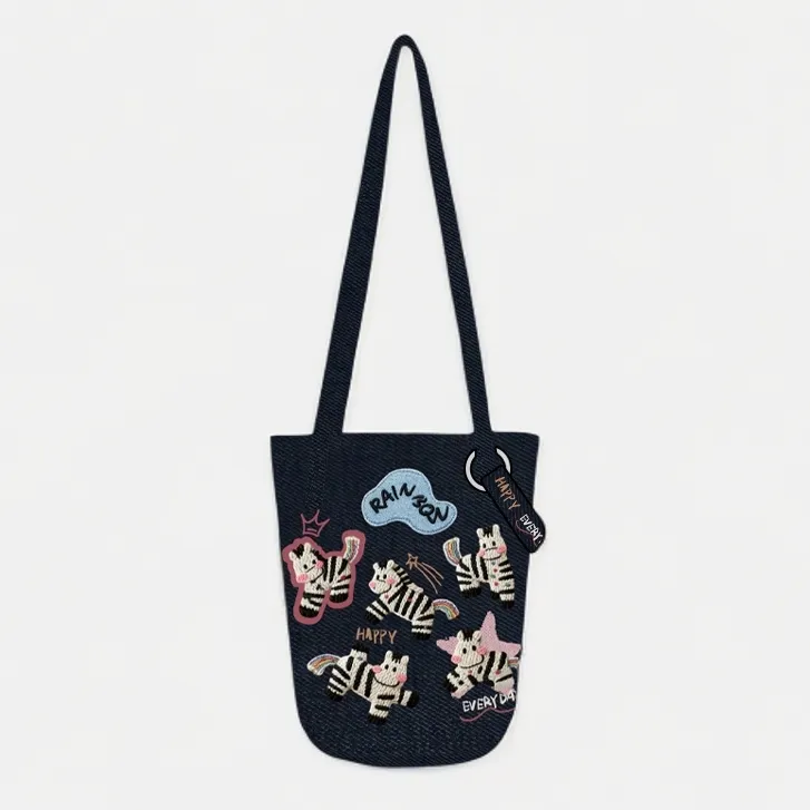 艺术鸭xYoky原创万针刺绣马水桶包通勤时尚大容量单肩斜跨包女包