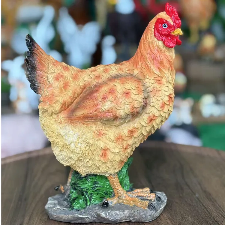 仿真母鸡大公鸡摆件工艺品动物户外园林花园农庄装饰玻璃钢雕塑品