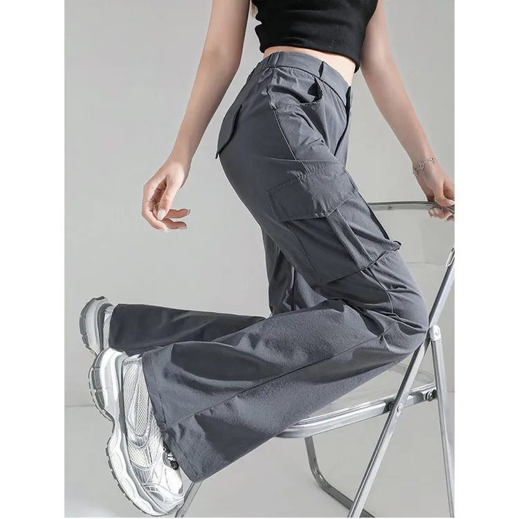 2025新款美式微喇叭工装裤女夏季新款小个子显瘦辣妹高腰修身阔腿