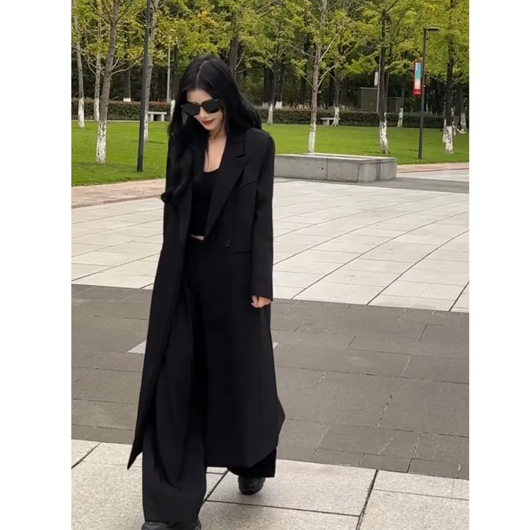 韩系长款西装外套女2025秋冬新款韩版宽松时尚酷飒风女装高级感
