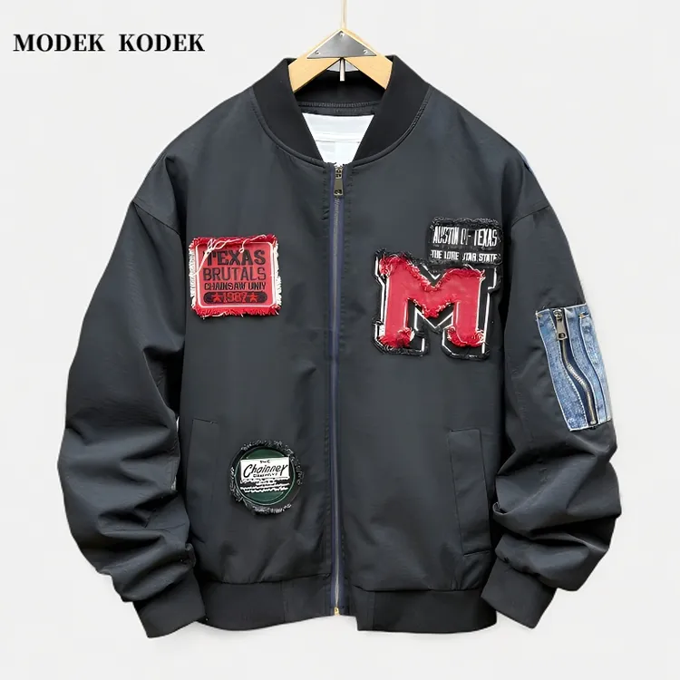 MODEK KODEK秋季新款时尚棒球领拼接夹克高品质潮牌男士休闲外套