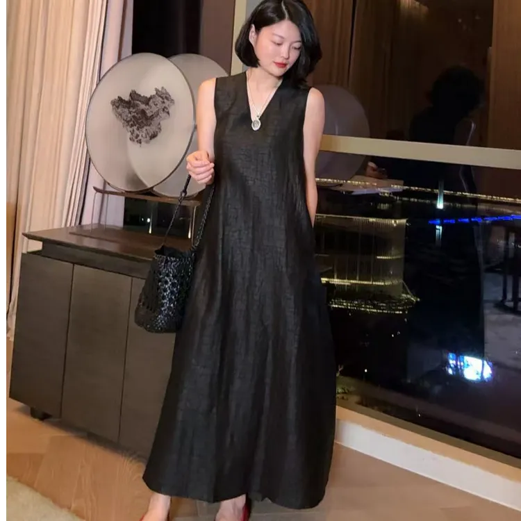 TANTAN 百搭显瘦气质V领修身无袖连衣裙1340