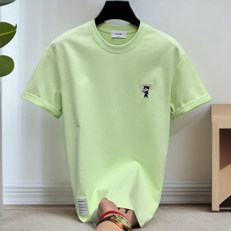 贾鲁萨加高端时尚潮牌t恤简约修身刺绣短袖男款潮流夏季百搭体恤