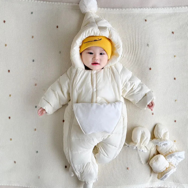 商场同款婴儿羽绒服连体衣男女宝宝外出服新生儿冬季加厚抱衣包被