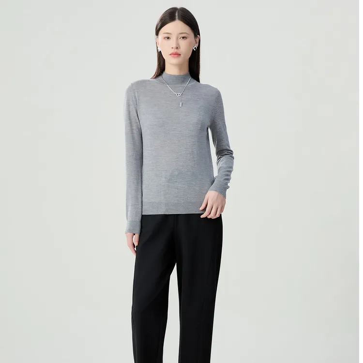 GIRDEAR/哥弟长袖毛针织衫优雅收身高领女士针织衫纯色1399330