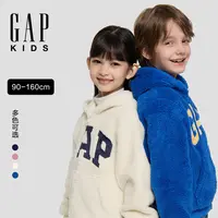 【大小童同款】Gap男女童2025秋季新款珊瑚绒logo刺绣卫衣DR804623