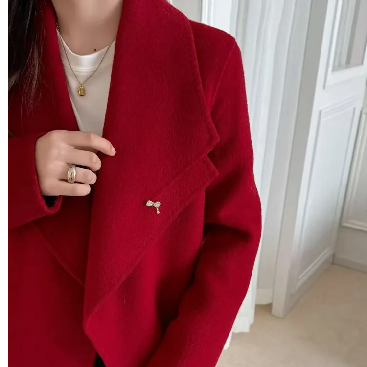 双面羊绒女士长款双面纯色翻领设计时尚百搭羽毛球袜子