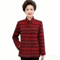 11212-春秋中老年女装复古式妈妈装条纹外套女【A26-1-2】