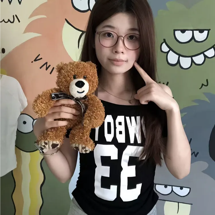  2025美式辣妹字母新款印花斜肩短袖T恤夏季修身设计上衣显瘦