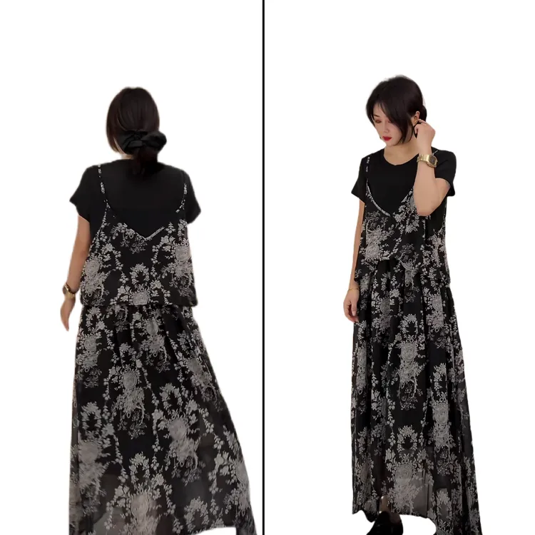 小韩日记【浪漫季风】连衣裙碎花显瘦气质时尚休闲夏季假两件Z190