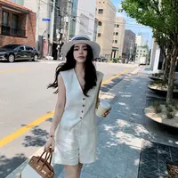 老钱亚麻套装无麻不夏100亚麻老钱松弛感西装马甲短裤休闲两件套