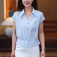 2025夏季新款纯色衬衫时尚百搭气质小衫洋气女士上衣6028长48