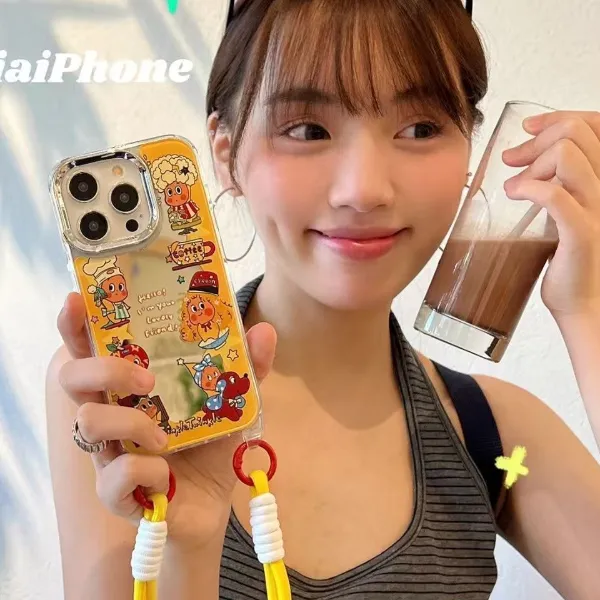 镜面星星人适用苹果16promax手机壳15pro新款补妆镜14pro女13pro