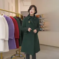 双排扣毛呢大衣外套高级感中长款呢子大衣女6677-25191