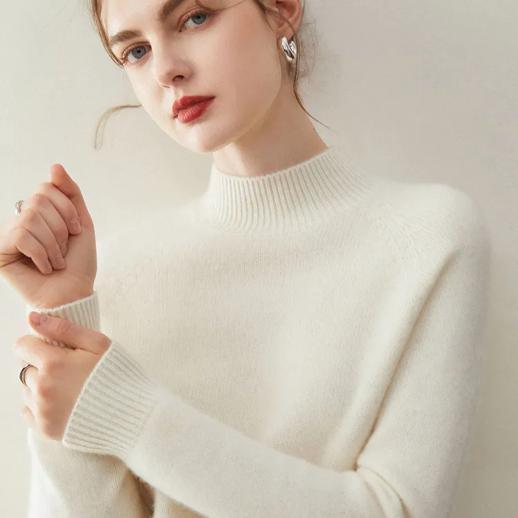 哥弟阿玛施正秋冬厚款半高领女士羊绒针织衫纯色羊毛衣内搭打底衫