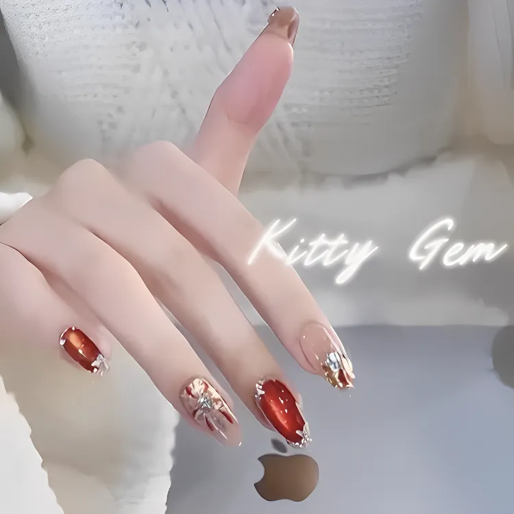 【告白烟火】秋冬爆款推荐爆闪猫眼烟火美甲气质显白短款手工穿戴甲