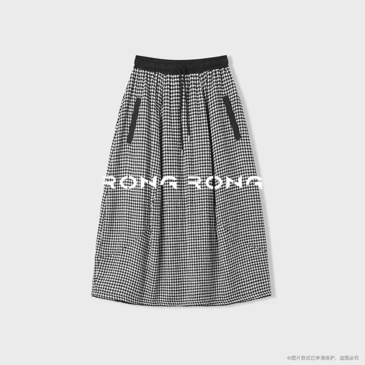 溶溶【格雷世家】RONGRONG 绵羊毛混纺千鸟格法式轻奢半裙25C85582