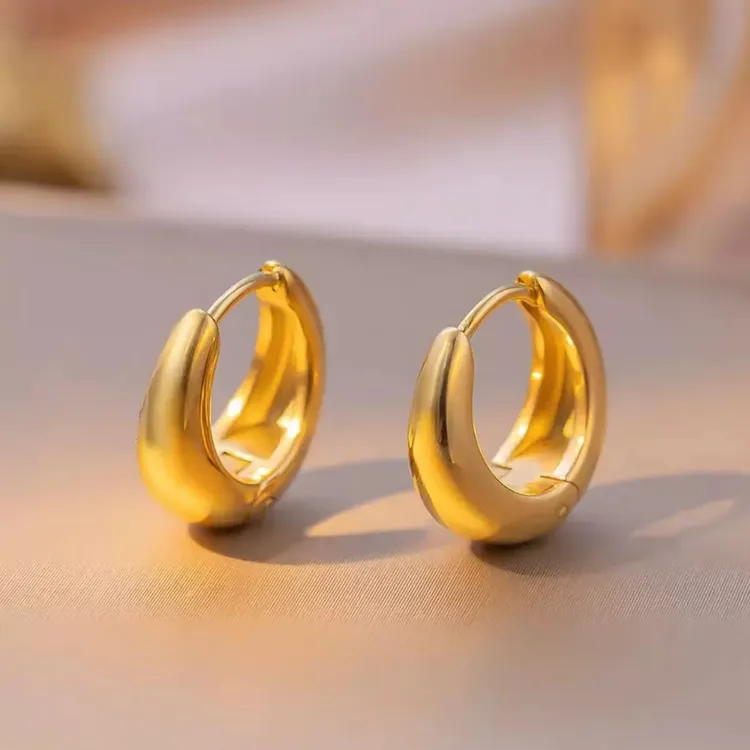 福韵天玺 铜合金耳饰 《韵系列》半圆光面耳环ins耳圈小众时尚简约